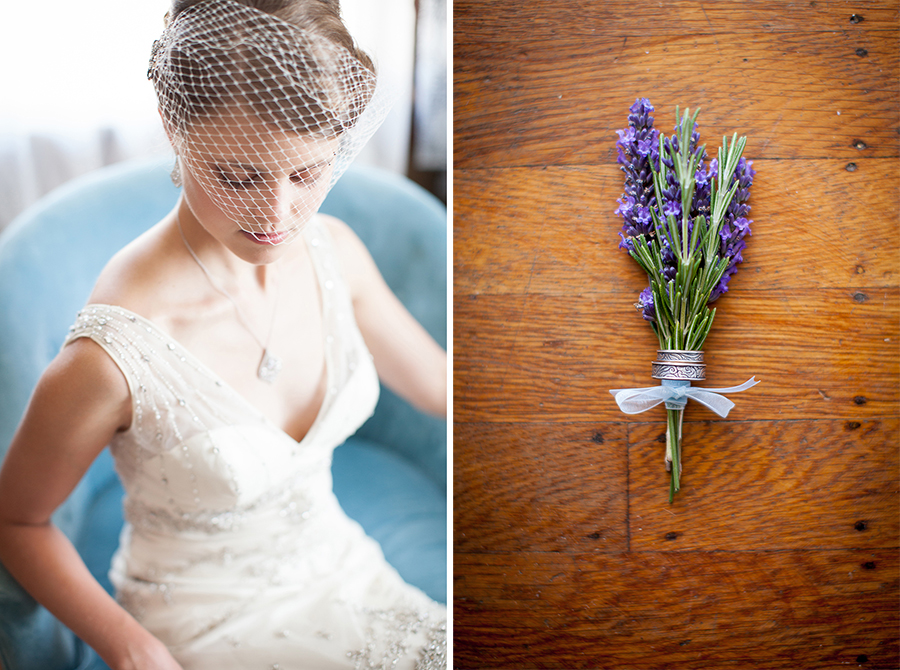 Wedding Portrait of Ali with a detail photo of lavendar with the wedding rings by Seattle Portrait, Wedding, and Engagement Photographer John Vicory from John Shoots Weddings