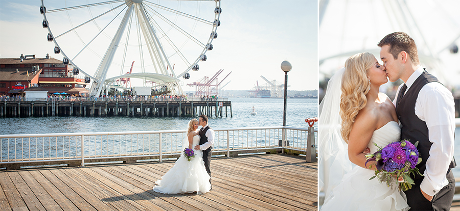 Wedding Portraits of Wes and Breanne in front of the Great Wheel by Seattle Portrait, Wedding, and Engagement Photographer John Vicory from John Shoots Weddings
